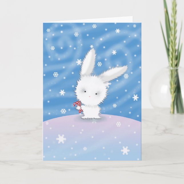 Tarjeta de conejo de Navidad conejo de nieve (Anverso)