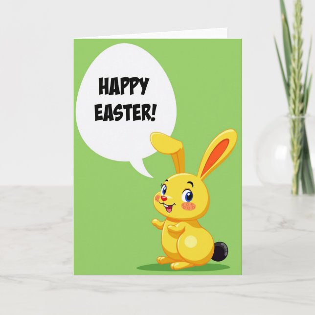 Tarjeta de conejo de Pascua alegre (Anverso)