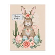 Tarjeta de conejo de Pascua boho – Tarjeta postal