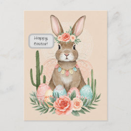 Tarjeta de conejo de Pascua boho – Tarjeta postal