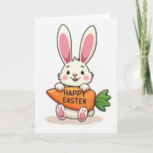 Tarjeta de conejo de Pascua con zanahoria