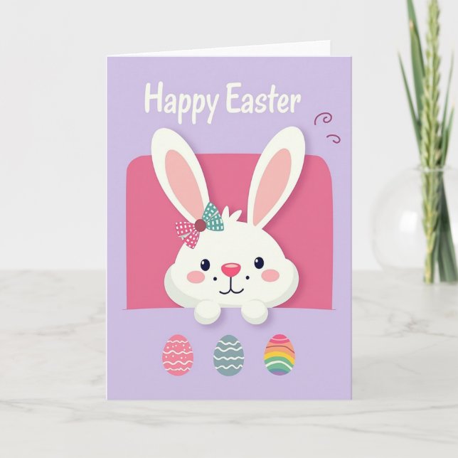 Tarjeta de conejo de Pascua Pastel (Anverso)