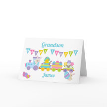 Tarjeta de conejo de tren de Pascua Feliz para Nie