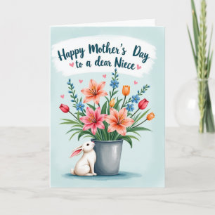 Tarjeta de conejo del día de la madre Blossom