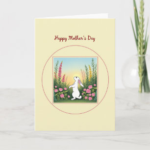 Tarjeta de conejo del día de la madre floral