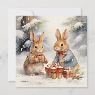 Tarjeta de Conejo Feliz Navidad