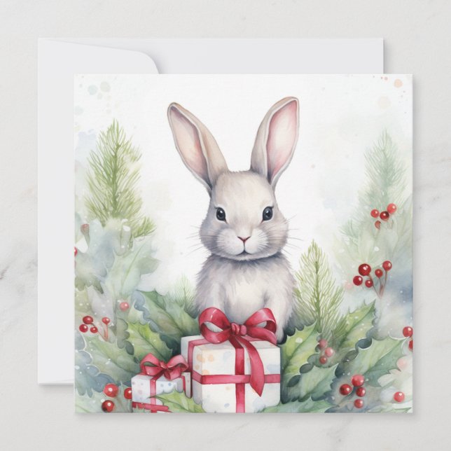 Tarjeta de Conejo Feliz Navidad (Anverso)