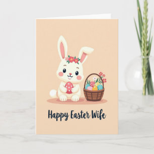 Tarjeta de Conejo Festivo y Huevos