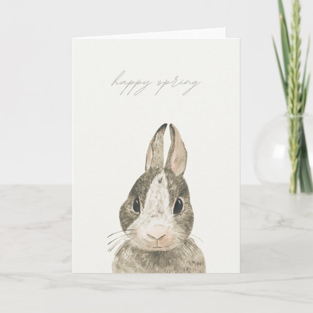 Tarjeta de conejo Happy Easter Cute Watercolor (Anverso)