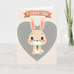 Tarjeta de conejo lindo 'Te quiero'