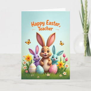 Tarjeta de Conejo Maestro de Feliz Primavera