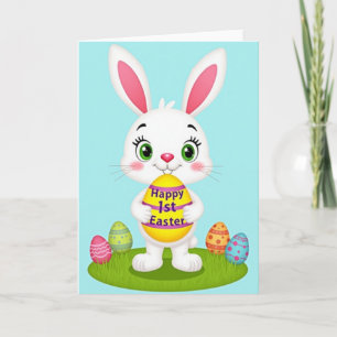 Tarjeta de conejo ovalado rayado