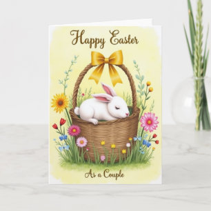 Tarjeta de Conejo para Pareja en Pascua Feliz