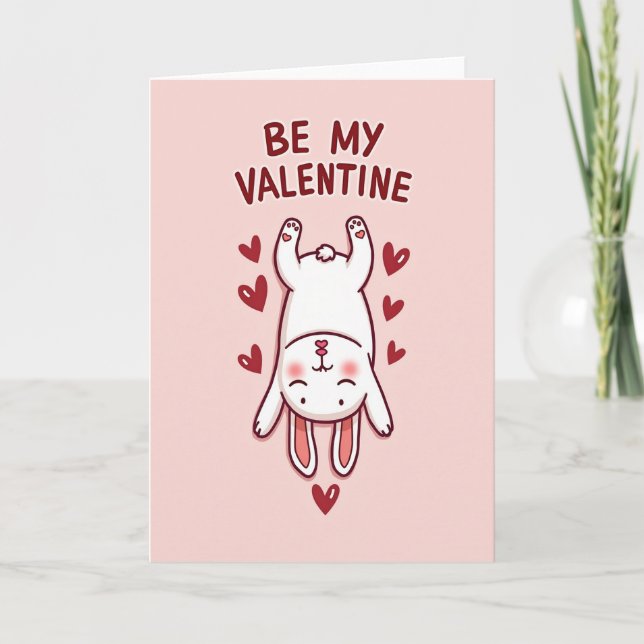 Tarjeta de conejo 'Sé mi San Valentín' (Anverso)