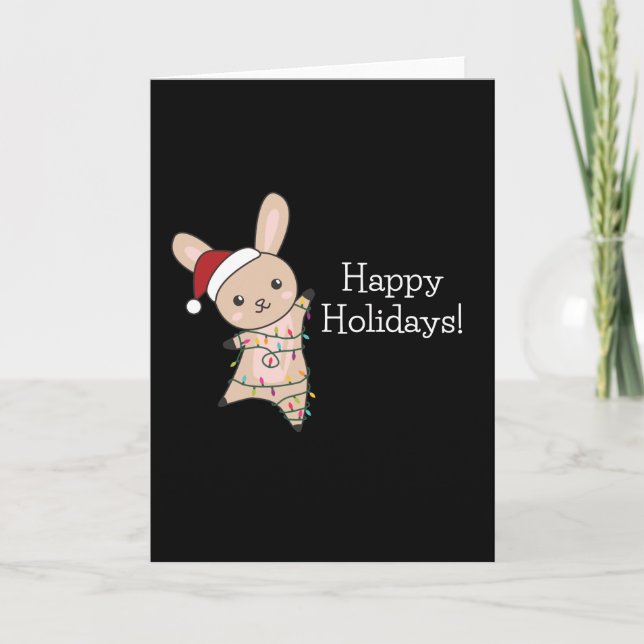 Tarjeta de conejos de Navidad de animales de invie (Anverso)