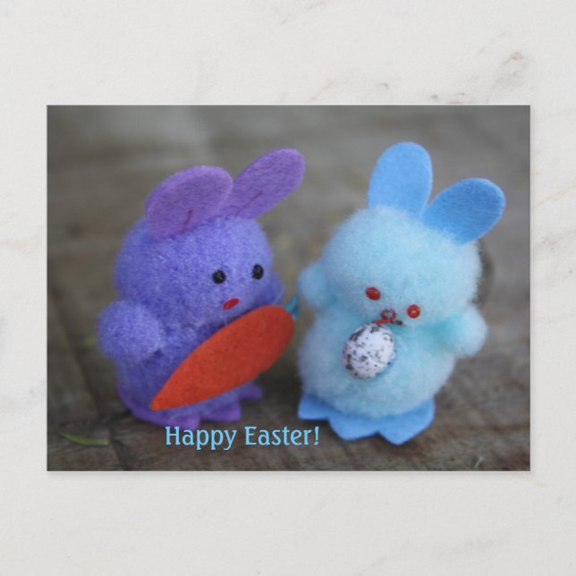 Tarjeta de conejos de Pascua feliz (Anverso)