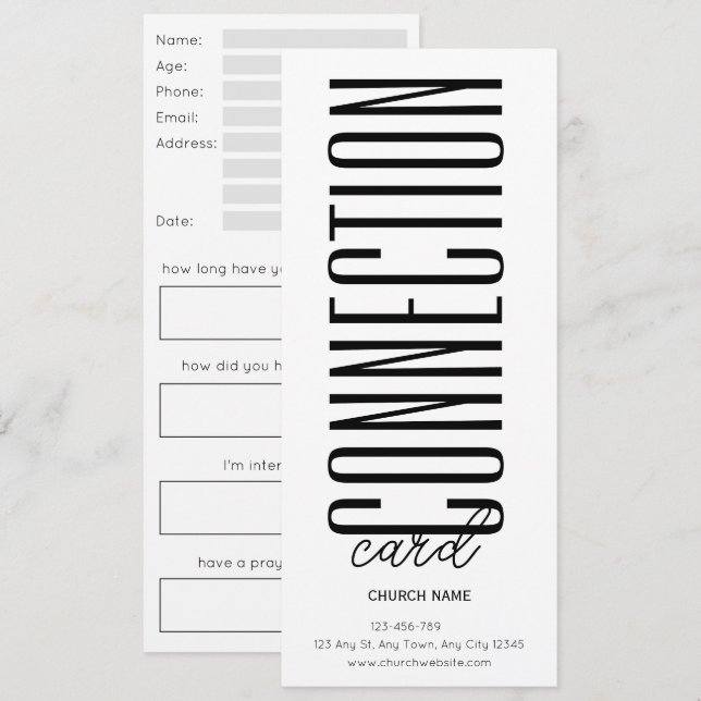 Tarjeta de conexión de iglesia monocroma (Anverso / Reverso)