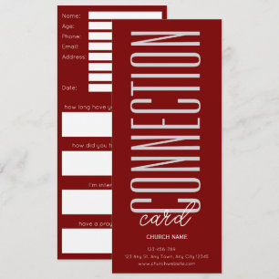 Tarjeta de Conexión de Iglesia Rojo Intenso