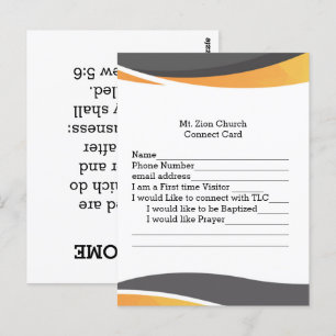 Tarjeta de conexión de invitado de iglesia