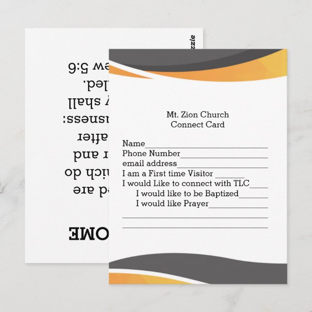 Tarjeta de conexión de invitado de iglesia (Anverso / Reverso)