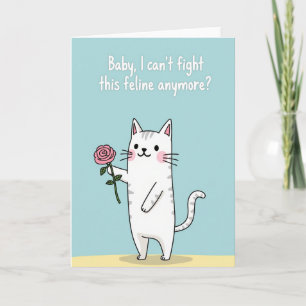 Tarjeta de Confesión de Amor de Felino Divertido R