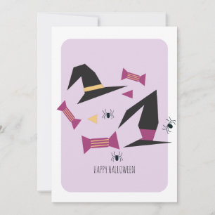 Tarjeta de confeti de bruja feliz Halloween