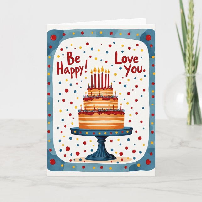 Tarjeta de Confeti de Pastel de Cumpleaños (Anverso)