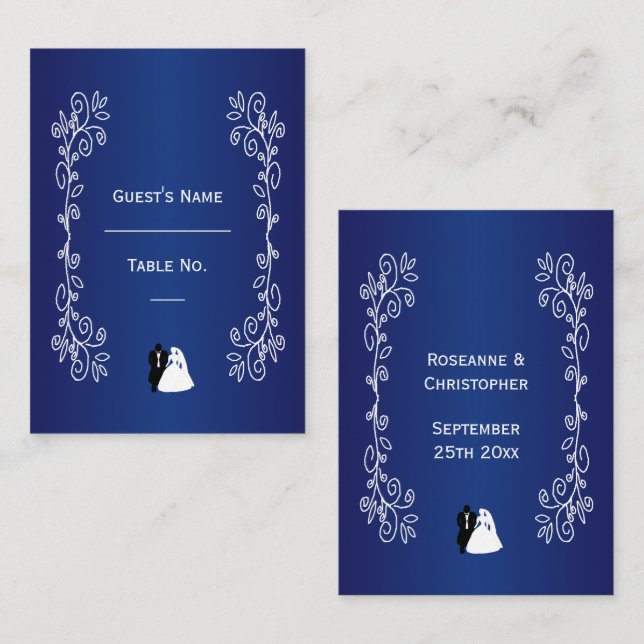 Tarjeta de configuración del boda Royal Blue Bride (Anverso / Reverso)