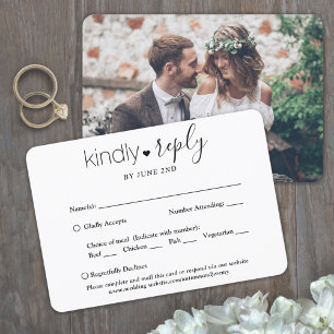 Tarjeta De Confirmación De Asistencia 1 Opciones de comidas fotográficas Boda mínimo mod