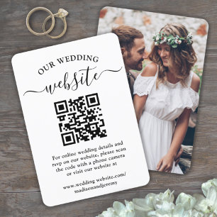 Tarjeta De Confirmación De Asistencia 1 Sitio web de boda con código QR Elegante Tarjeta