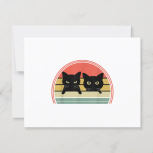 Tarjeta De Confirmación De Asistencia 2 gatos negros buscando amor animal vintage