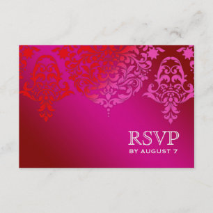 Tarjeta De Confirmación De Asistencia 311 Mon Cherie Damask Plum Aqua