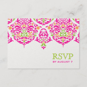Tarjeta De Confirmación De Asistencia 311 Mon Cherie Damask Vibrant Garden