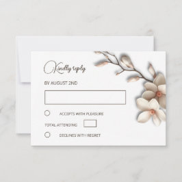 Tarjeta De Confirmación De Asistencia 3D Ivory Magnolia Simple Wedding
