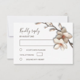Tarjeta De Confirmación De Asistencia 3D Ivory Magnolia Simple Wedding
