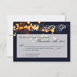Tarjeta De Confirmación De Asistencia 3x5 R.S.V.P Reply Card Oak Tree String Luces Nig