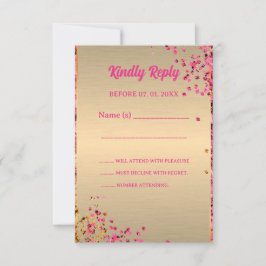 Tarjeta De Confirmación De Asistencia 50 y fabulosos tacones altos Glam Purpurinoso rosa