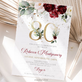 Tarjeta De Confirmación De Asistencia 80th birthday Elegant Milestone invitation