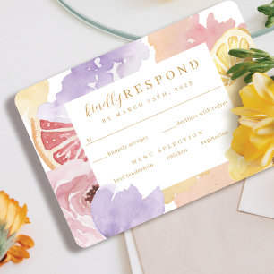 Tarjeta De Confirmación De Asistencia Abstract Watercolor Florals Cocktail Citrus Fruit