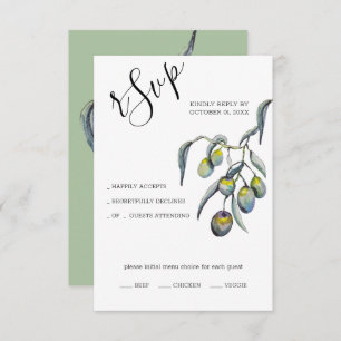 Tarjeta De Confirmación De Asistencia Aceitunas mágicas acuarela pintada a mano