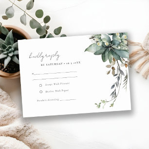 Tarjeta De Confirmación De Asistencia Acogida de boda de la floración verde rústica