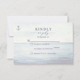 Tarjeta De Confirmación De Asistencia Acuarela del Océano de Ancla Náutica