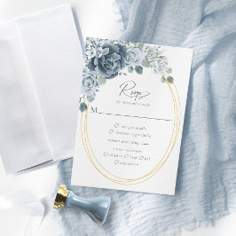 Tarjeta De Confirmación De Asistencia Acuarela Dusty Blue Floral Comida Boda