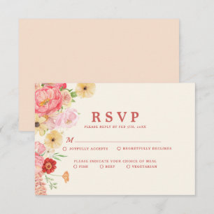 Tarjeta De Confirmación De Asistencia Acuarela encantadora Manteca floral Boda amarillo