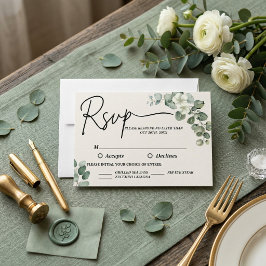 Tarjeta De Confirmación De Asistencia Acuarela eucalipto Boda