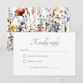 Tarjeta De Confirmación De Asistencia Acuarela Flora salvaje