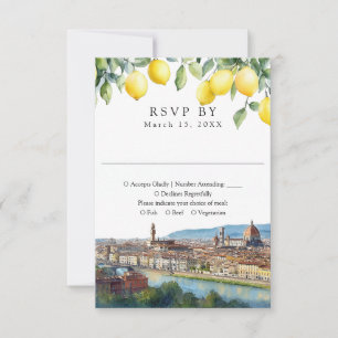 Tarjeta De Confirmación De Asistencia Acuarela Limones Florencia Toscana Italia Boda