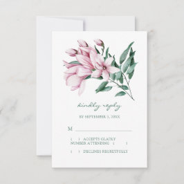 Tarjeta De Confirmación De Asistencia Acuarela Magnolia Eucalyptus Elegante Boda