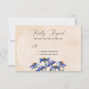 Tarjeta De Confirmación De Asistencia Acuarela Morado Daisy Boda Rústico / Evento