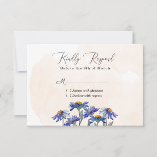 Tarjeta De Confirmación De Asistencia Acuarela Morado Daisy Peach Rústico Boda